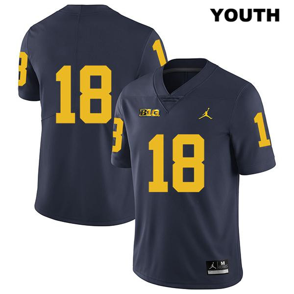 Youth NCAA Michigan Wolverines George Caratan #18 No Name Navy Jordan Brand Authentic Stitched Legend Football College Jersey IZ25S46QQ